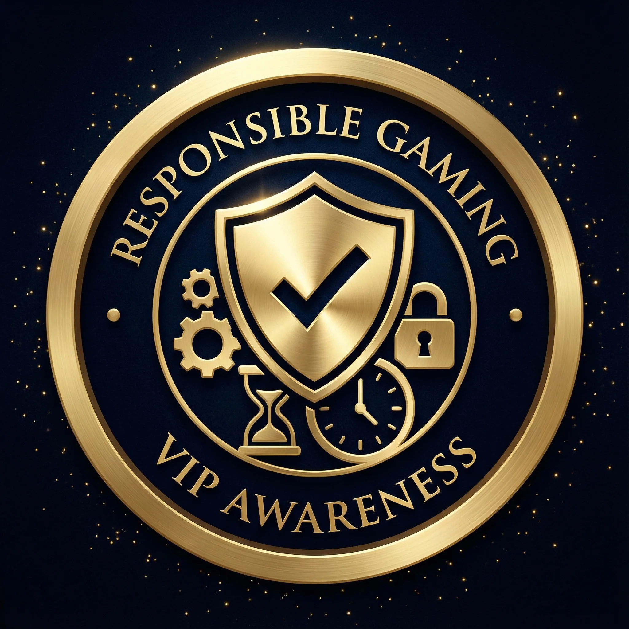 Sello de juego responsable con escudo de protección